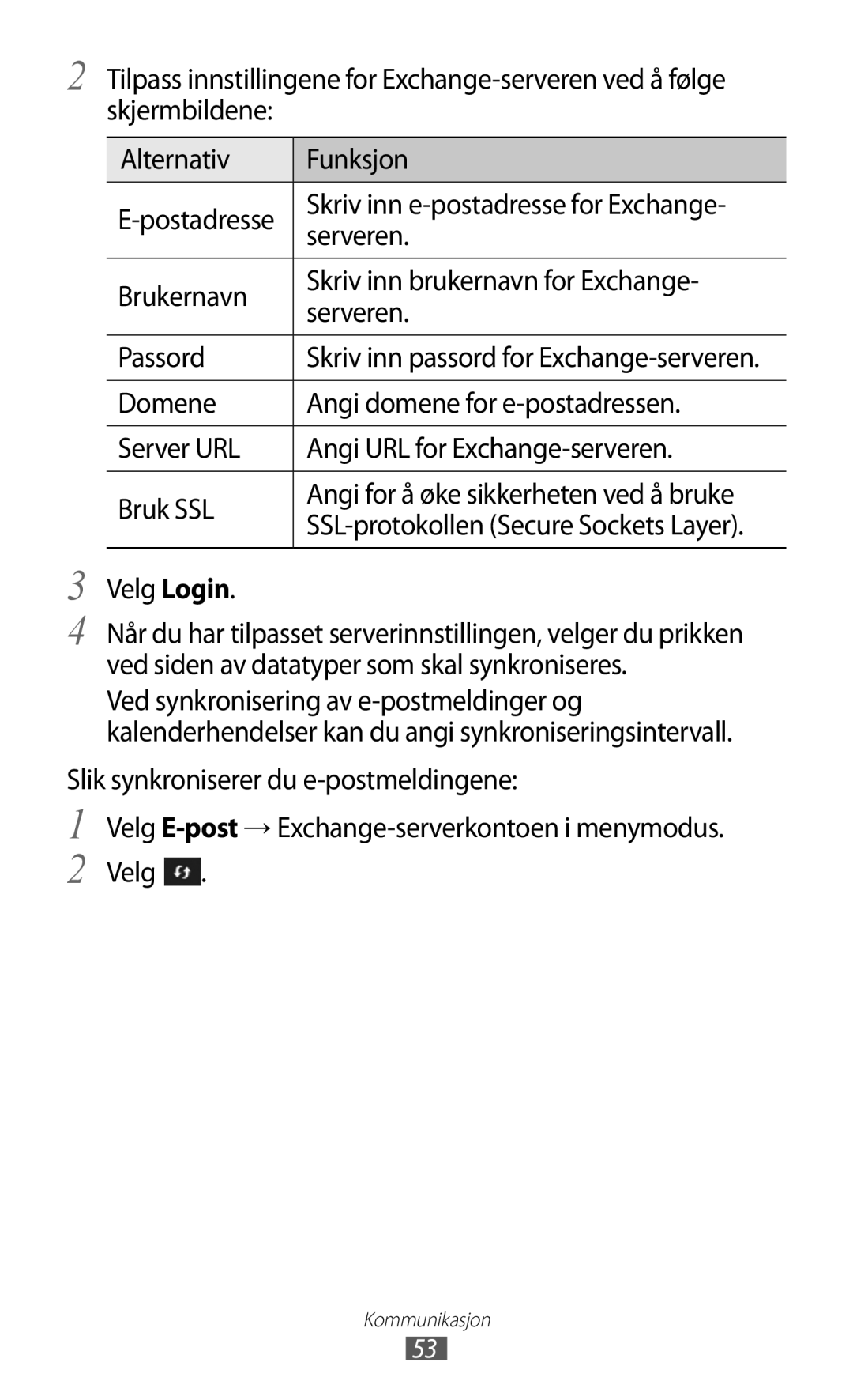 Samsung GT-S8600HKANEE manual Velg Login 