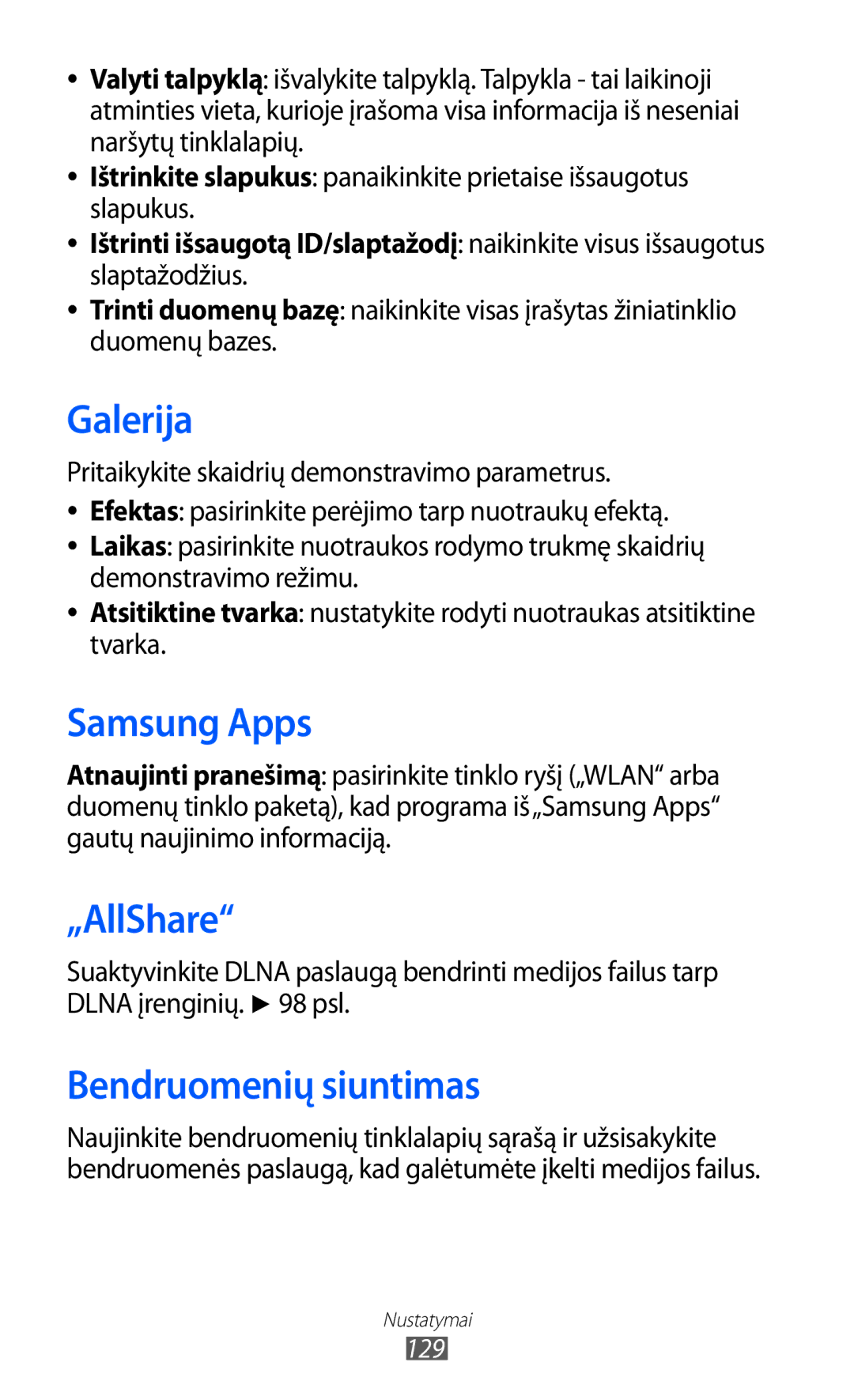 Samsung GT-S8600HKASEB manual Samsung Apps, Bendruomenių siuntimas 