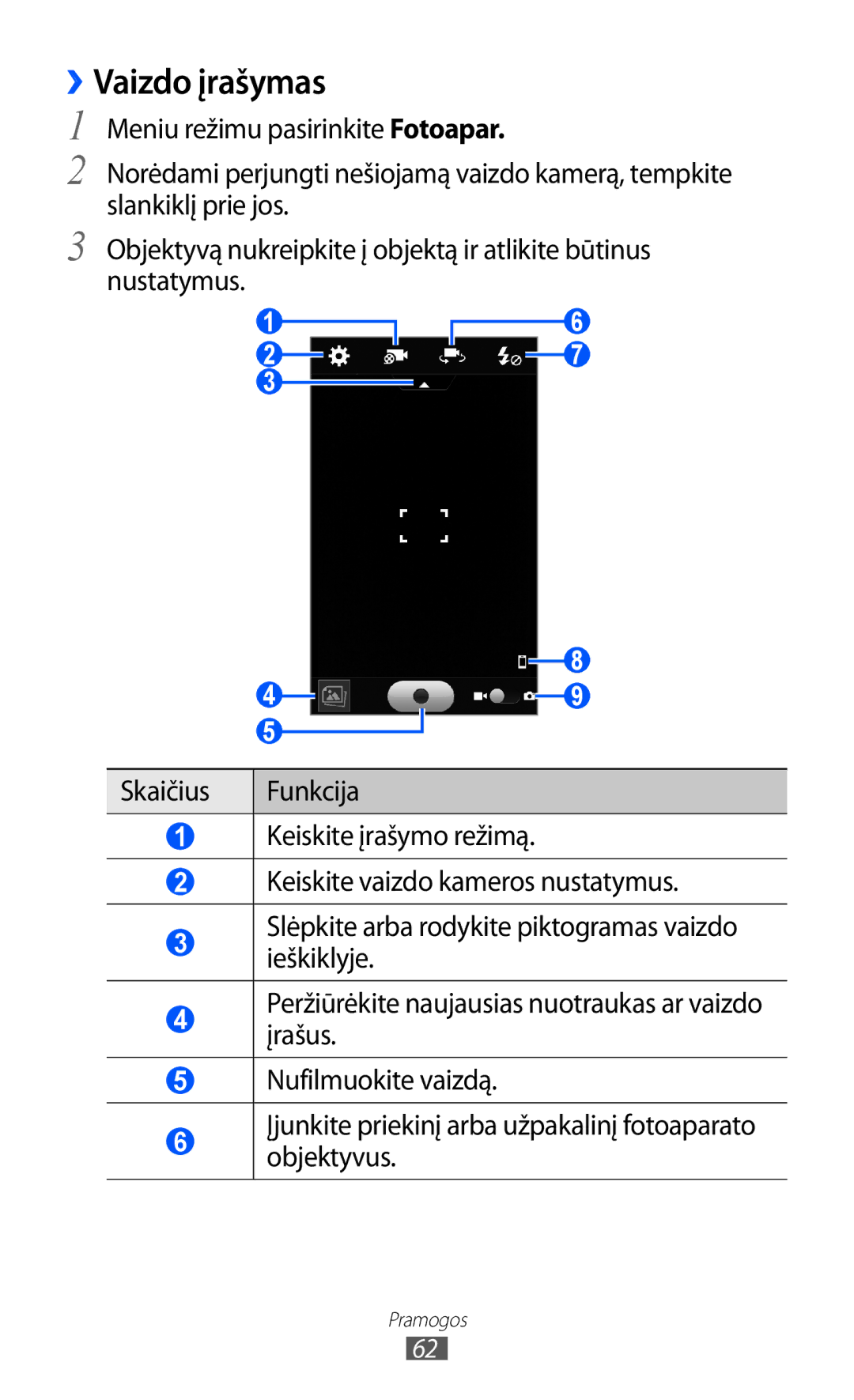 Samsung GT-S8600HKASEB manual ››Vaizdo įrašymas 