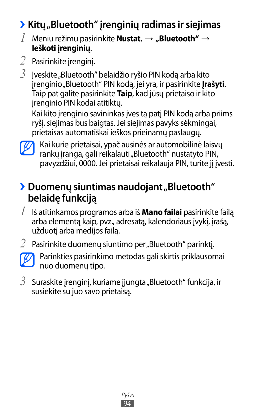 Samsung GT-S8600HKASEB manual Meniu režimu pasirinkite Nustat. → „Bluetooth →, Ieškoti įrenginių 