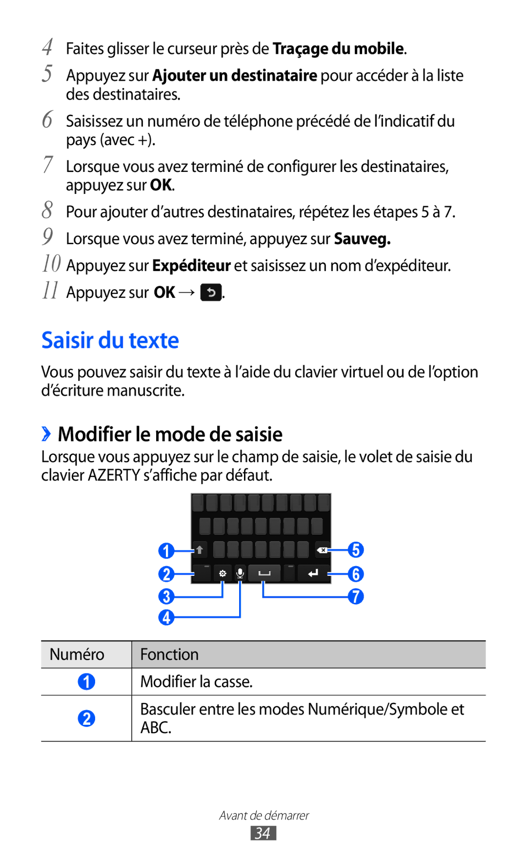 Samsung GT-S8600HKAFTM, GT-S8600HKASFR, GT-S8600HKAXEF, GT-S8600HKALPM manual Saisir du texte, ››Modifier le mode de saisie 