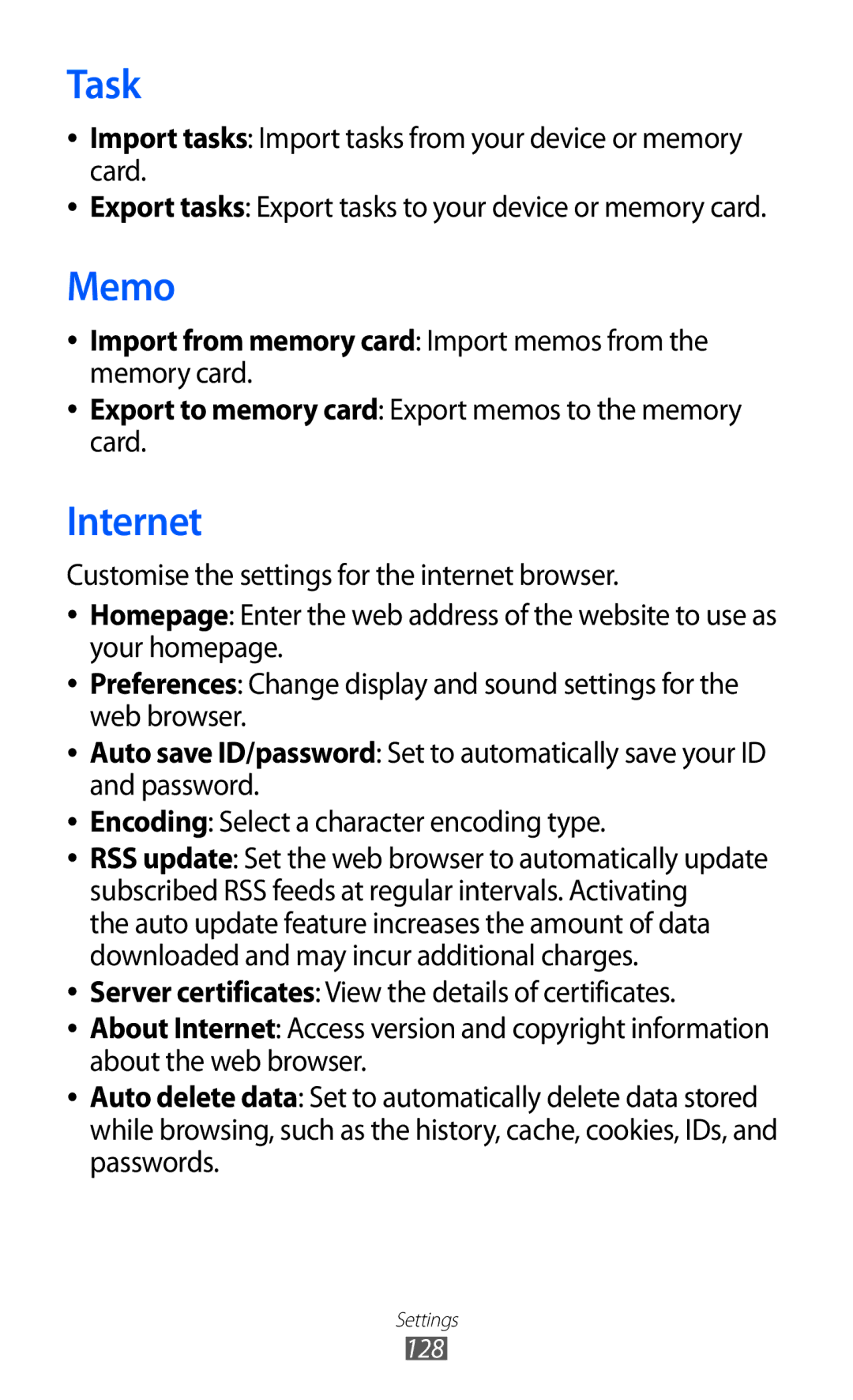 Samsung GT-S8600HKAPHE, GT-S8600HKAVD2, GT-S8600HKAVIA manual Import from memory card Import memos from the memory card 