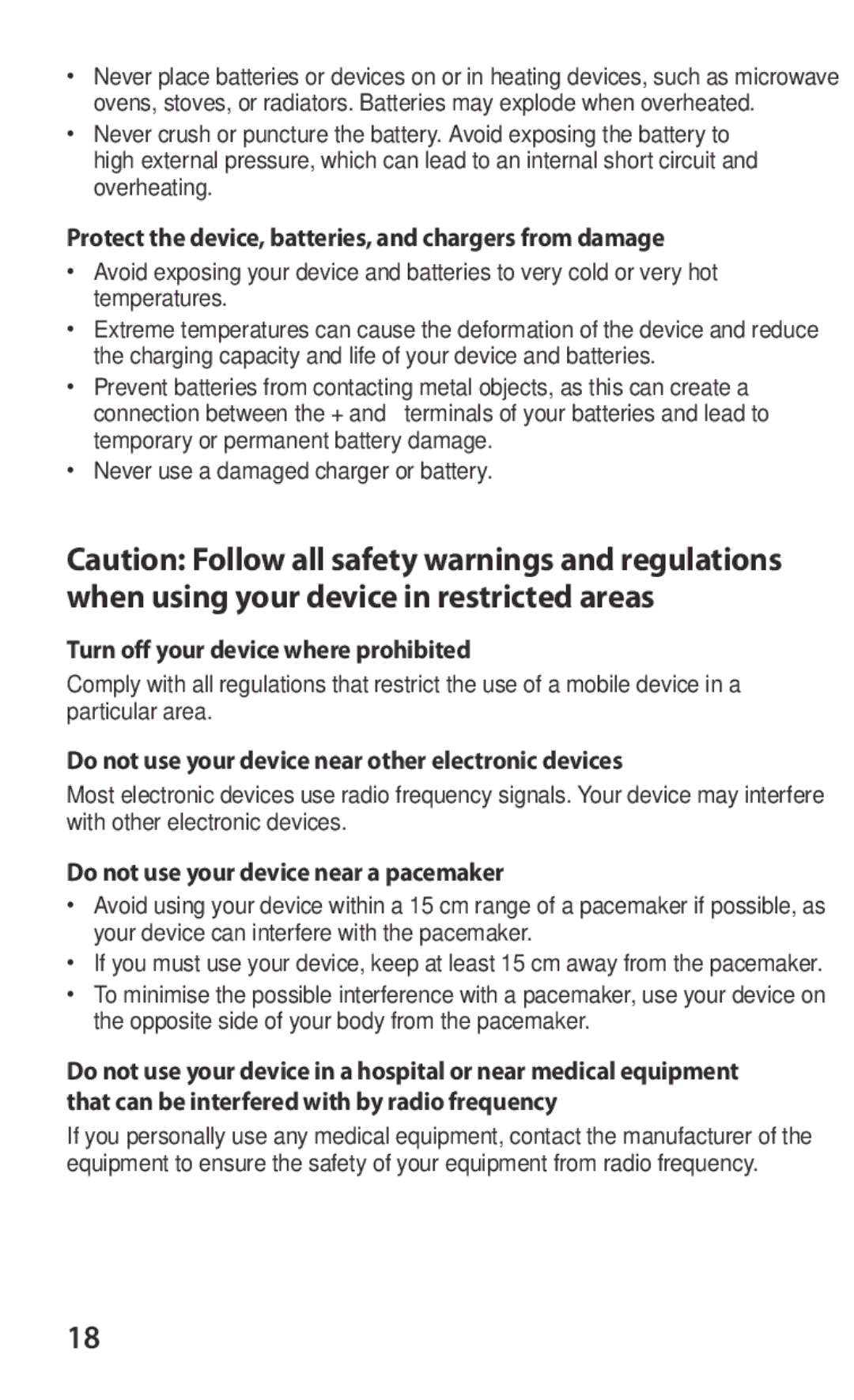 Samsung GT-S8600HKAITV Protect the device, batteries, and chargers from damage, Turn off your device where prohibited 