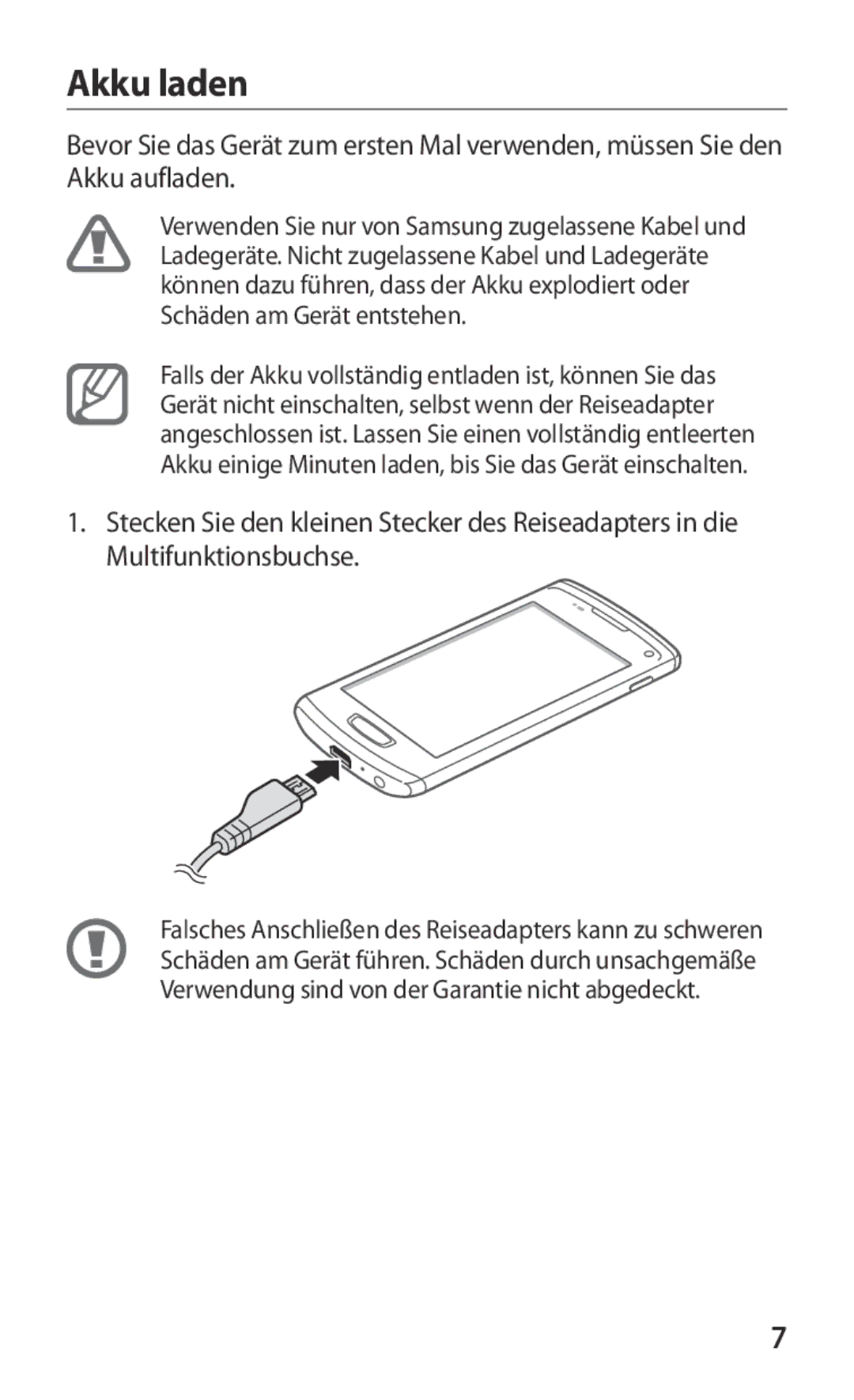 Samsung GT-S8600HKADBT, GT-S8600HKAVD2, GT-S8600HKAVIA, GT-S8600HKATPL, GT-S8600HKAEPL, GT-S8600HKAATO manual Akku laden 