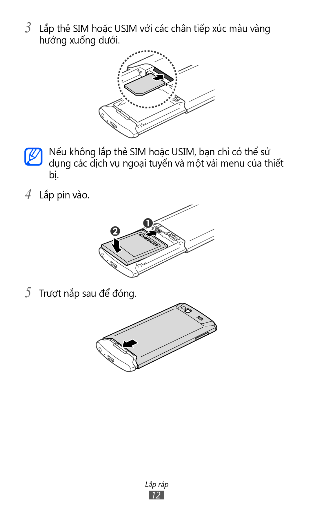 Samsung GT-S8600HKAXXV, GT-S8600HKAXEV manual Lắp ráp 