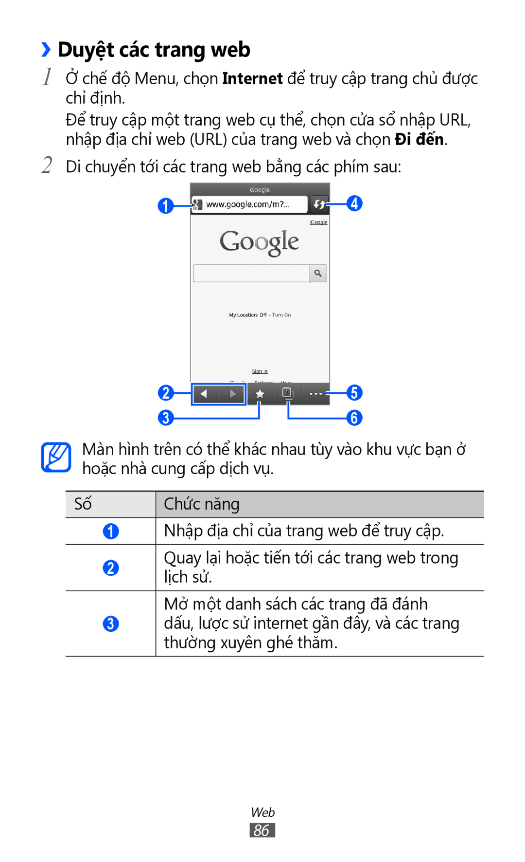 Samsung GT-S8600HKAXXV, GT-S8600HKAXEV manual ››Duyệt các trang web 