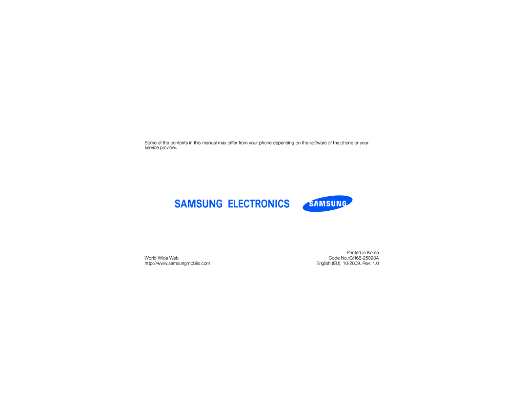 Samsung GT-S9110HKAXEF manual World Wide Web Code No.GH68-25090A 