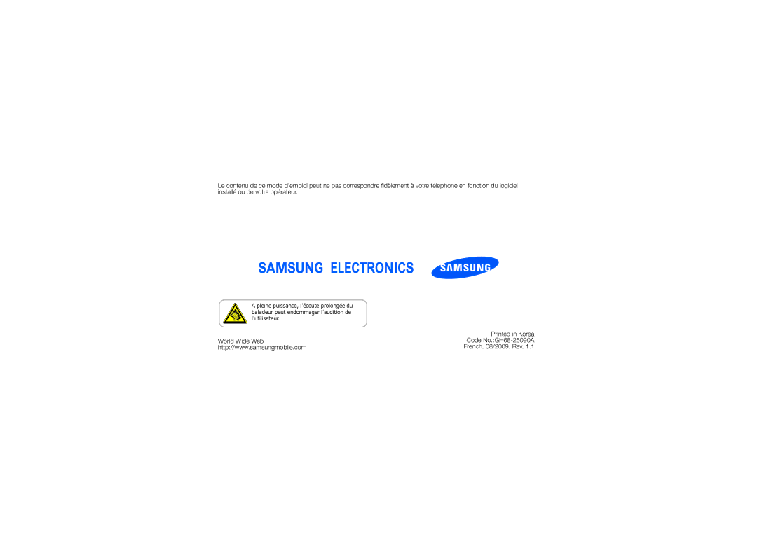 Samsung GT-S9110HKAFOP, GT-S9110HKAXEF manual English EU /2009. Rev 