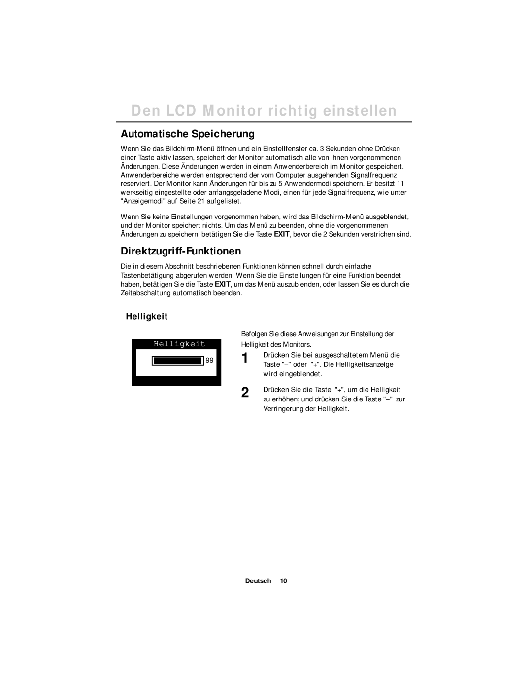 Samsung GT18MSSB/EDC, GR18MSSSN/EDC Automatische Speicherung, Direktzugriff-Funktionen, Verringerung der Helligkeit 