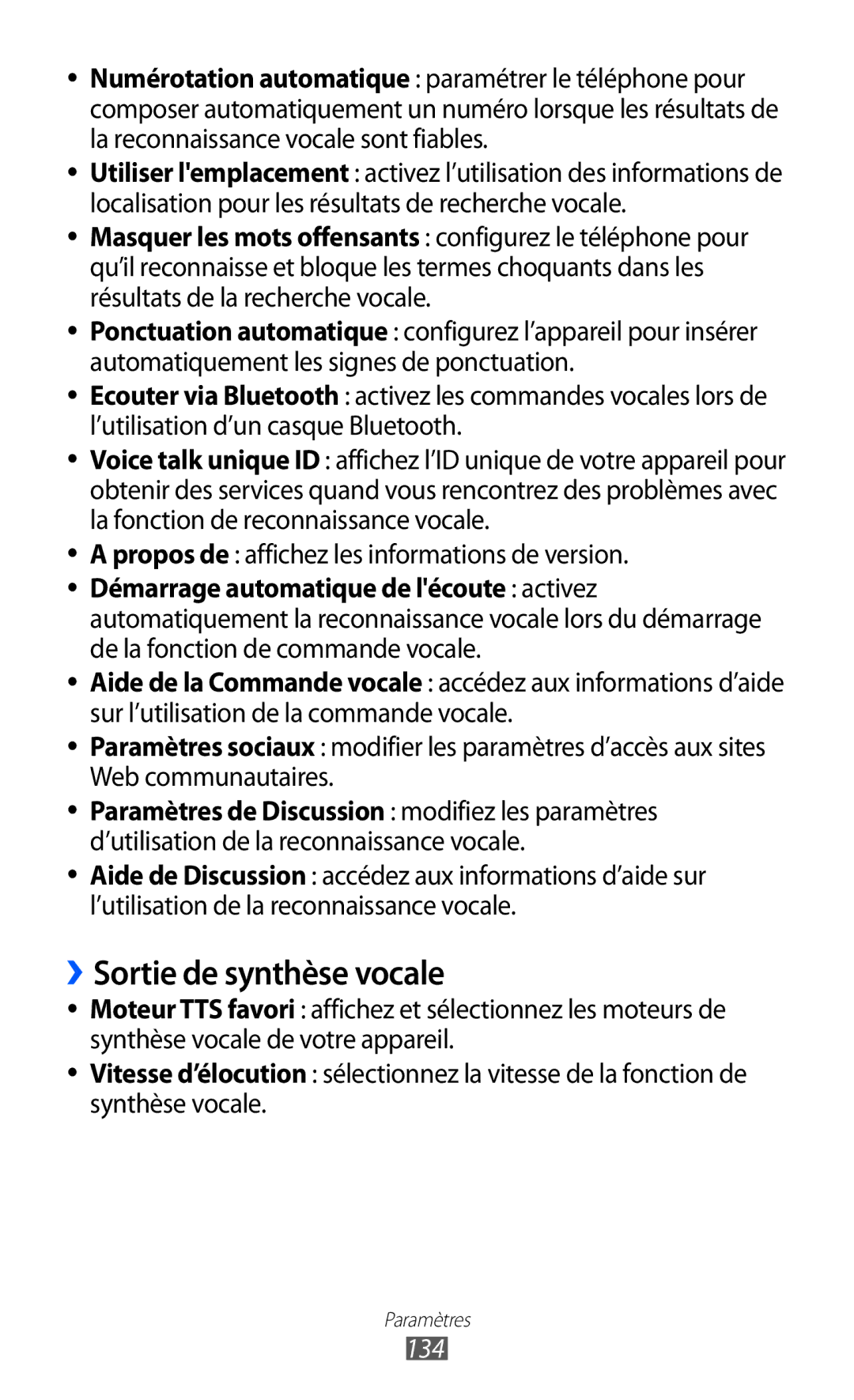 Samsung GT-I9100RWAMTL, GT2I9100OIAMTL ››Sortie de synthèse vocale, Propos de affichez les informations de version, 134 