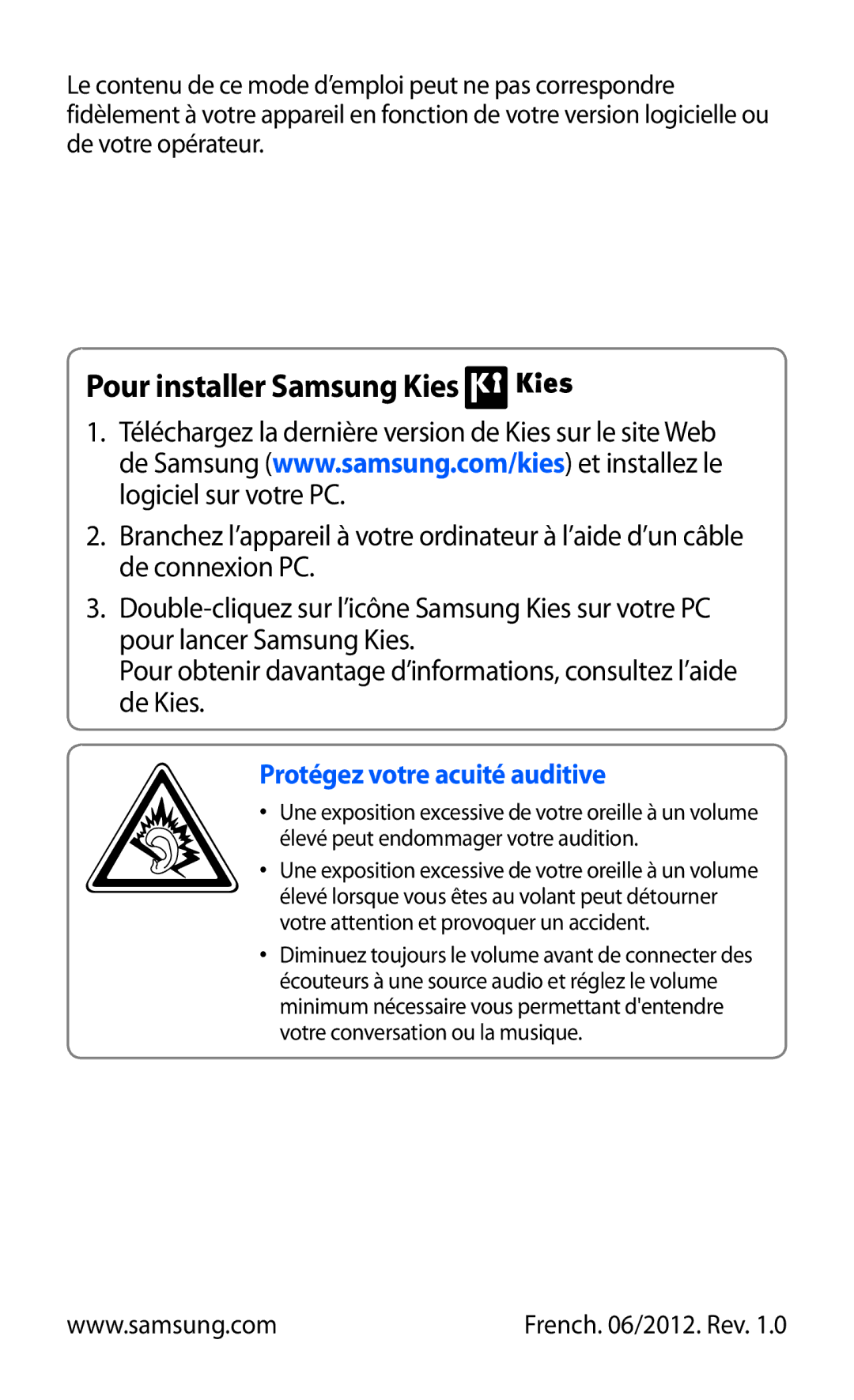 Samsung GT-I9100RWAMTL, GT2I9100OIAMTL, GT-I9100LKAROM, GT-I9100OIAMTL, GT2I9100RWAMTL manual Pour installer Samsung Kies 