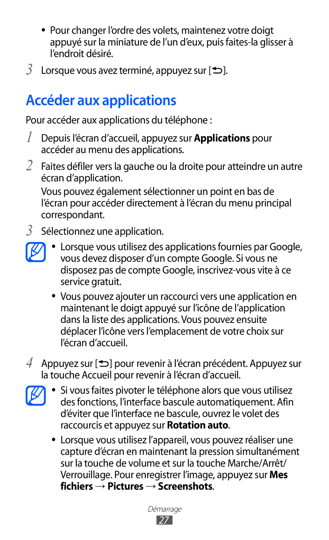 Samsung GT2I9100RWAGBL, GT2I9100OIAMTL, GT-I9100LKAROM Accéder aux applications, Pour accéder aux applications du téléphone 