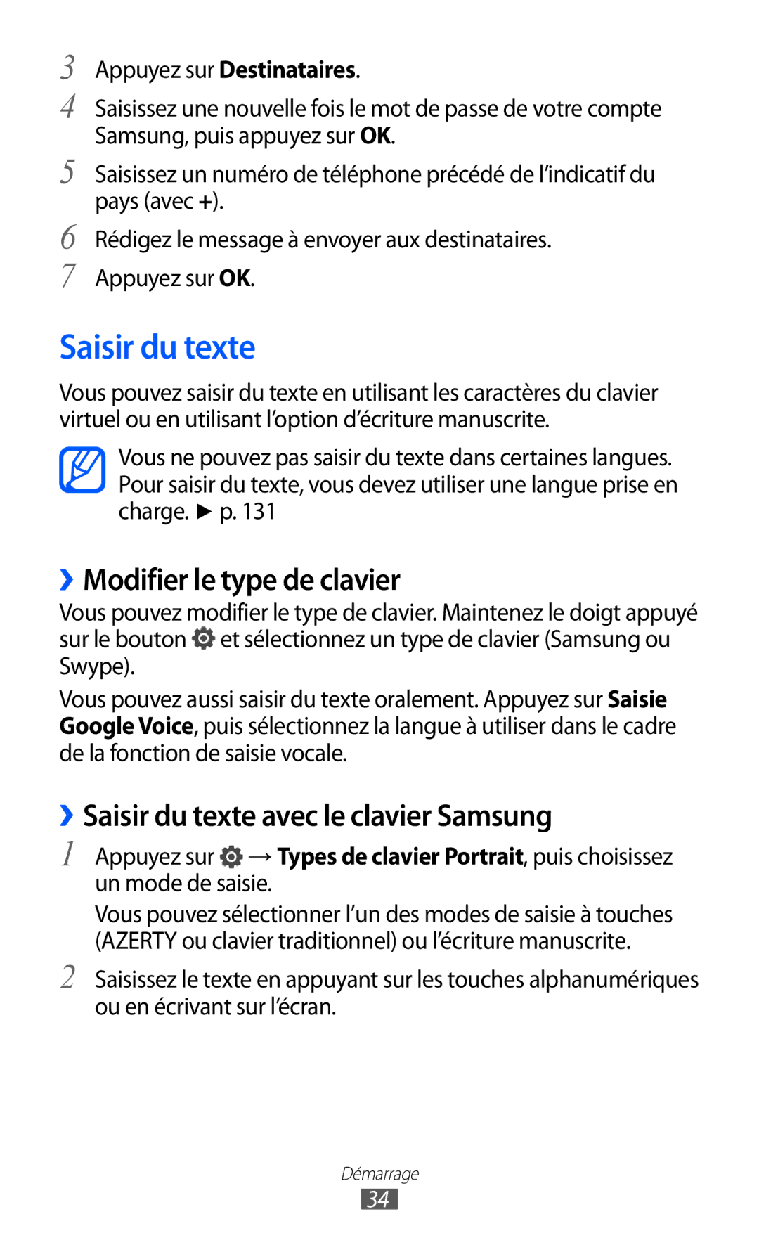 Samsung GT-I9100LKAGBL, GT2I9100OIAMTL manual ››Modifier le type de clavier, ››Saisir du texte avec le clavier Samsung 