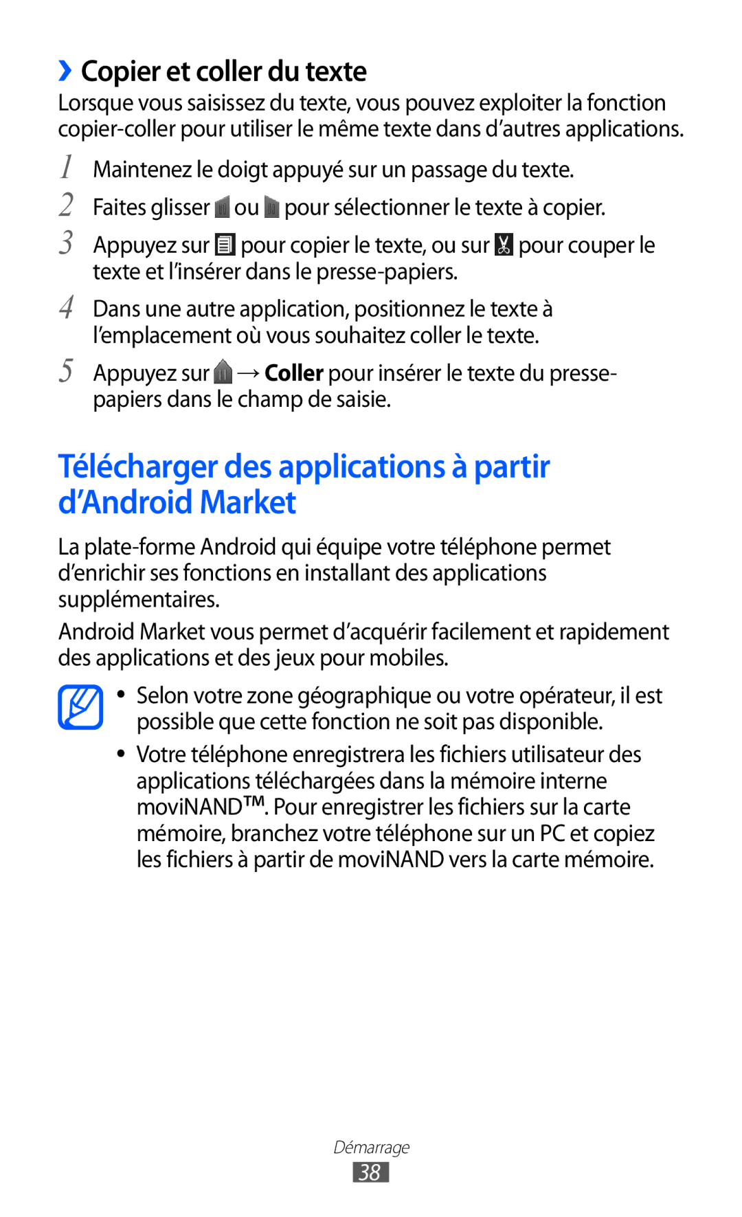 Samsung GT-I9100LKAMTL, GT2I9100OIAMTL Télécharger des applications à partir d’Android Market, ››Copier et coller du texte 