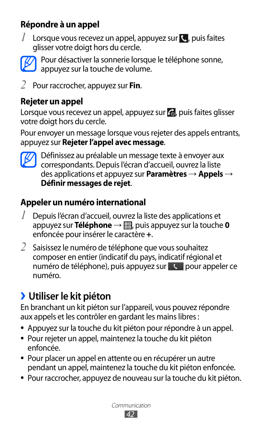 Samsung GT2I9100OIAMTL manual ››Utiliser le kit piéton, Numéro de téléphone, puis appuyez sur pour appeler ce numéro 