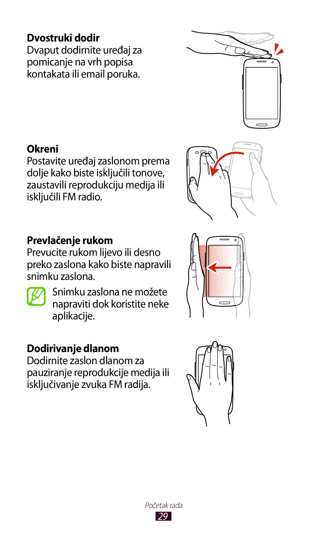 Samsung GT-I9300RWAVIP, GT2I9300RWDVIP, GT-I9300TADMBM, GT-I9300RWDSEE, GT2I9300RWAVIP manual Okreni, Prevlačenje rukom 