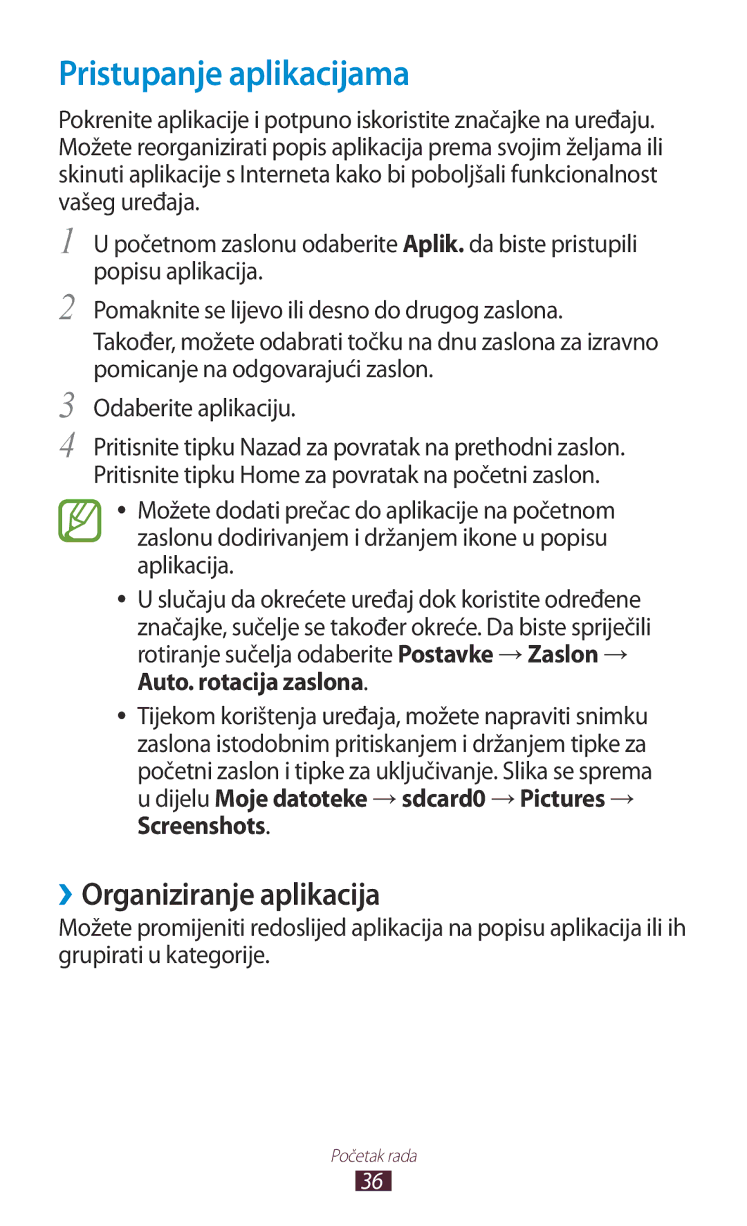 Samsung GT-I9300MBDTRA, GT2I9300RWDVIP, GT-I9300TADMBM, GT-I9300RWDSEE Pristupanje aplikacijama, ››Organiziranje aplikacija 