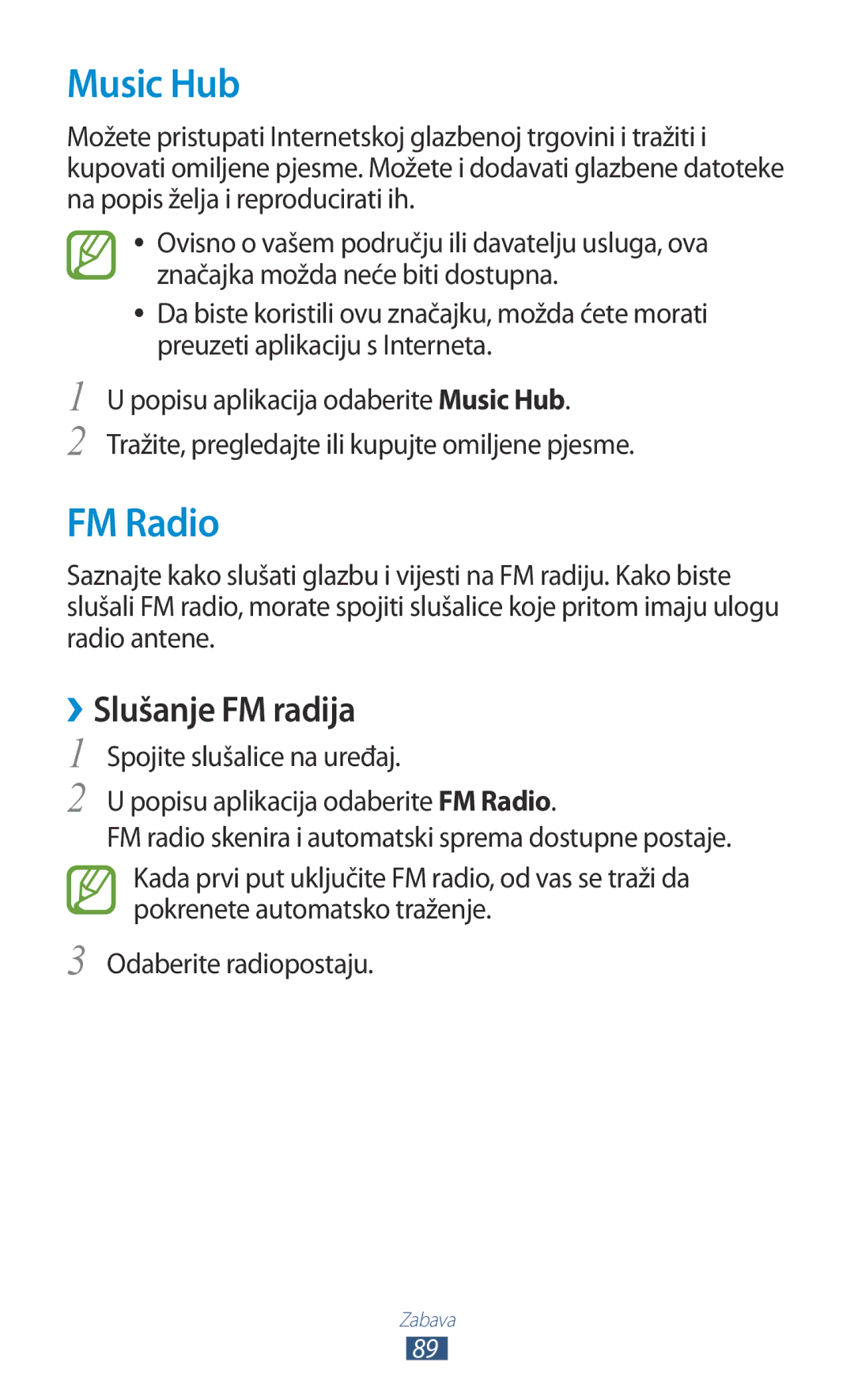 Samsung GT-I9300RWASEE, GT2I9300RWDVIP, GT-I9300TADMBM, GT-I9300RWDSEE manual Music Hub, FM Radio, ››Slušanje FM radija 