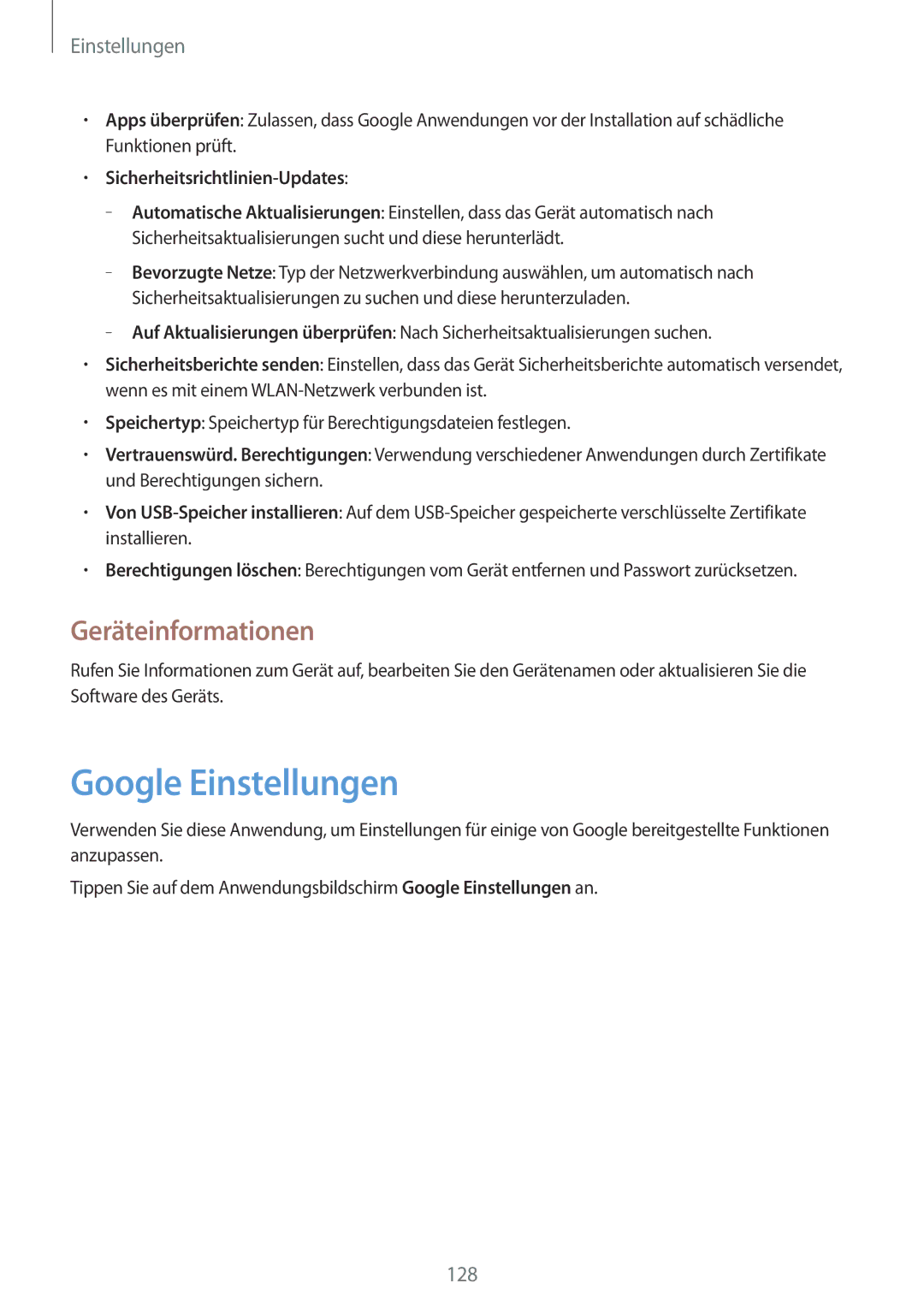 Samsung GT-I9301MBZTPH, GT2I9301MBIDBT, GT-I9301MBZXEO, GT-I9301MBZSEB manual Google Einstellungen, Geräteinformationen 