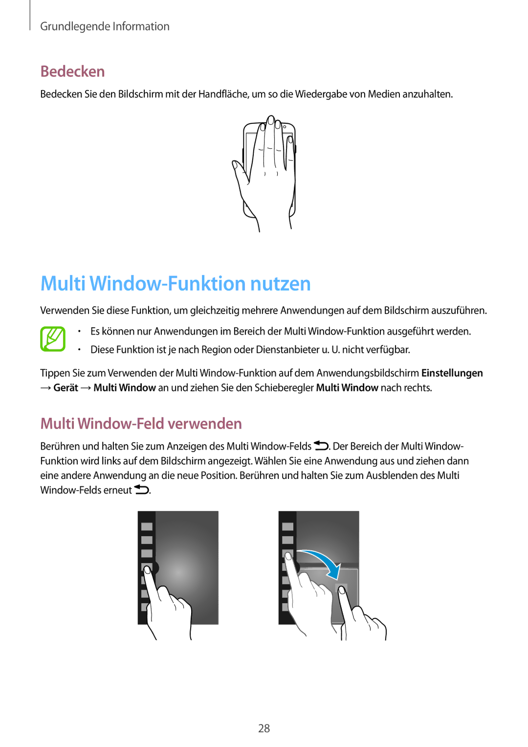 Samsung GT-I9301OKIDRE, GT2I9301MBIDBT, GT-I9301MBZXEO Multi Window-Funktion nutzen, Bedecken, Multi Window-Feld verwenden 