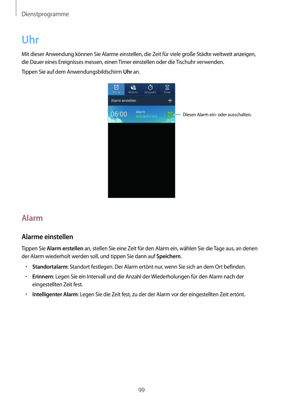 Samsung GT-I9301OKIXEO, GT2I9301MBIDBT, GT-I9301MBZXEO, GT-I9301MBZSEB, GT-I9301MBIDTM manual Uhr, Alarme einstellen 