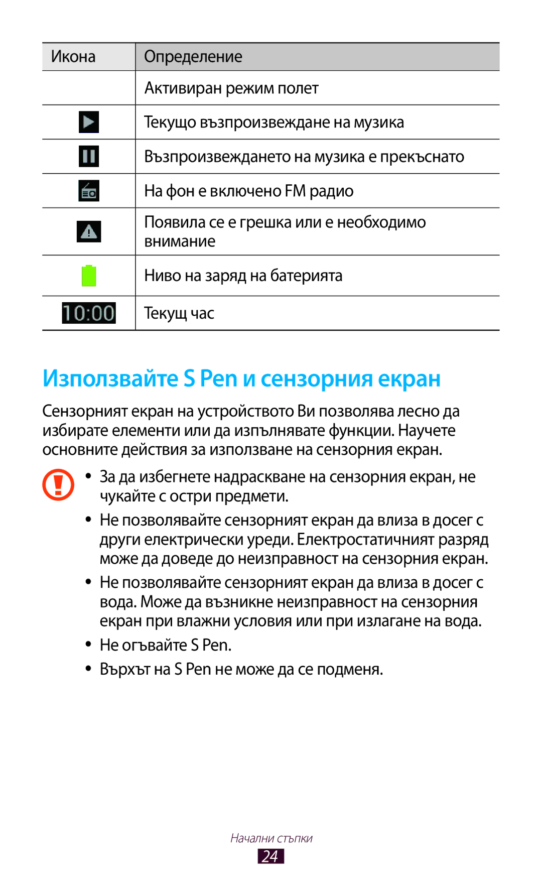 Samsung GT-N7000RWAGBL, GT2N7000ZBAGBL, GT-N7000ZBAGBL, GT-N7000RWABGL, GT-N7000ZBABGL Използвайте S Pen и сензорния екран 