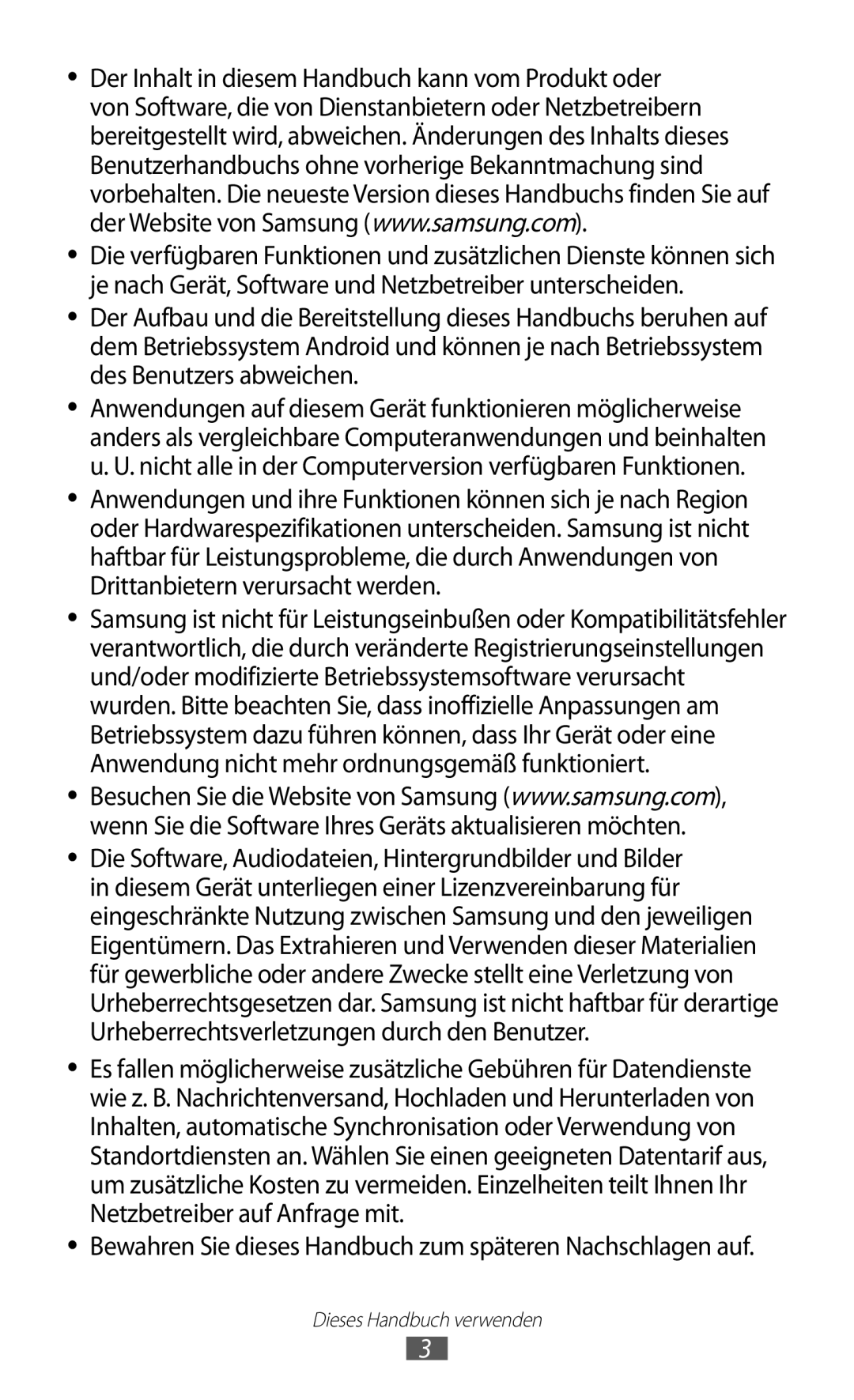 Samsung GT-S5300ZKAEUR, GT2S5300ZKADBT, GT-S5300ZKAPLS manual Bewahren Sie dieses Handbuch zum späteren Nachschlagen auf 