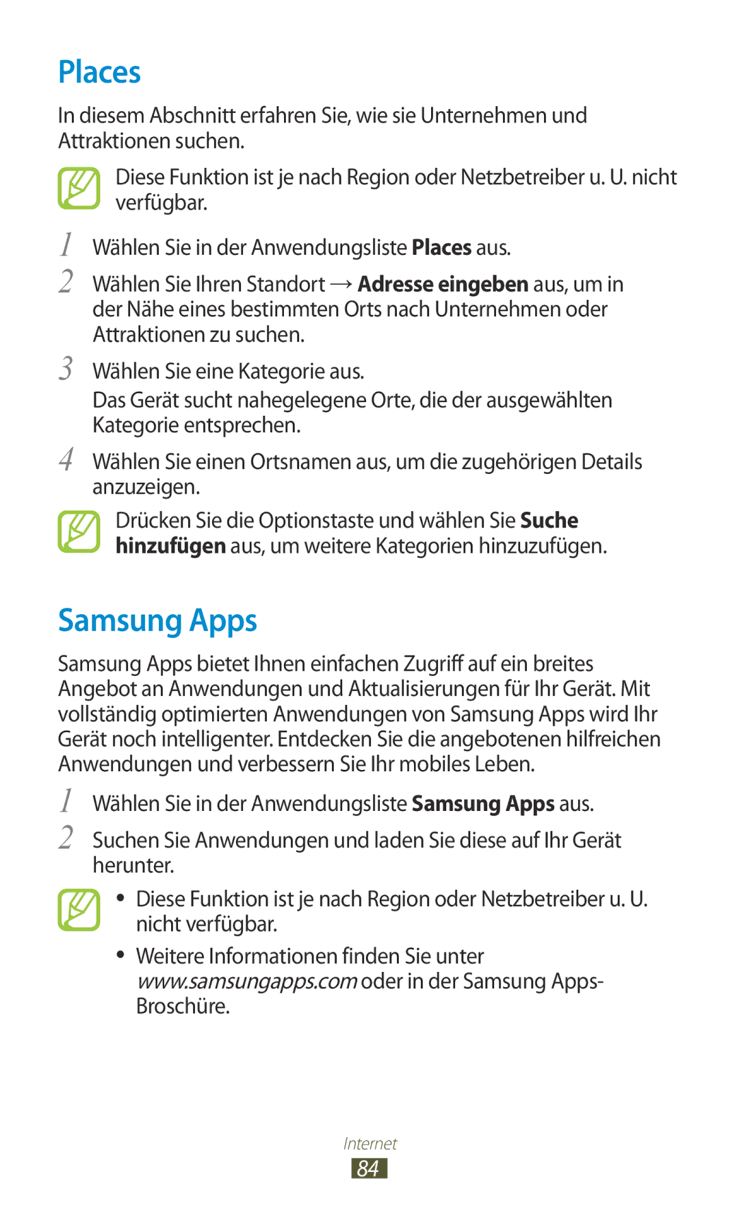 Samsung GT-S5300ZWADBT, GT2S5300ZKADBT, GT-S5300ZKAPLS, GT-S5300ZKATUR, GT-S5300ZKAEUR, GT-S5300ZKADBT Places, Samsung Apps 