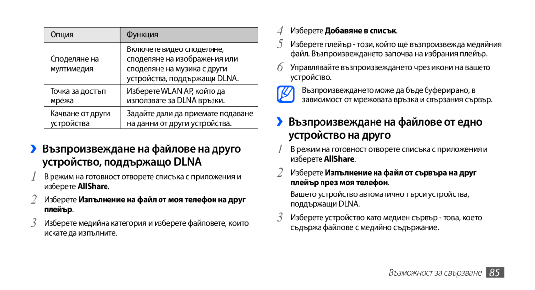 Samsung GT-S5660DSABGL manual ››Възпроизвеждане на файлове от едно устройство на друго, Изберете Добавяне в списък 