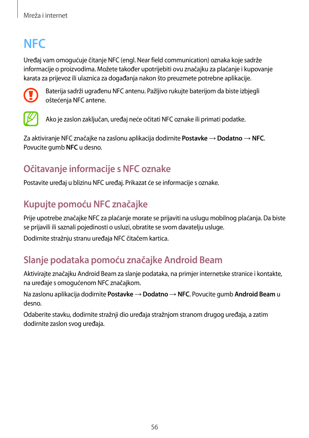 Samsung GT-S6810PWNCRO, GT2S6810PWNCRO, GT-S6810MBNSEE Očitavanje informacije s NFC oznake, Kupujte pomoću NFC značajke 