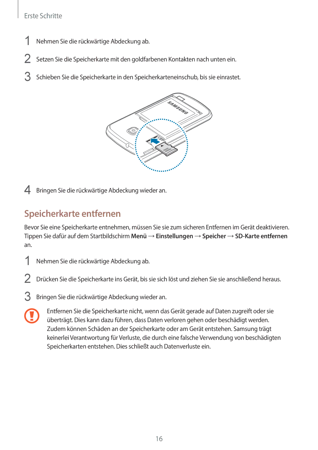 Samsung GT-S7390RWATMN, GT2S7390MKADBT, GT-S7390RWATUR, GT-S7390MKATMN, GT-S7390RWASEB, GT-S7390MKATPH Speicherkarte entfernen 