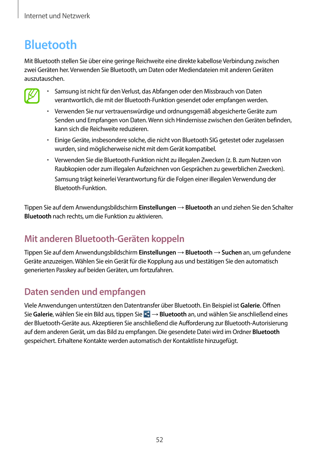 Samsung GT-S7390MKADBT, GT2S7390MKADBT manual Mit anderen Bluetooth-Geräten koppeln, Daten senden und empfangen 