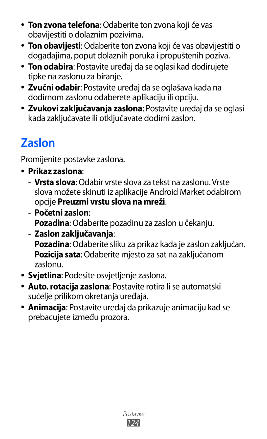 Samsung GT2S7500CWATWO, GT2S7500ABAVIP, GT-S7500CWATWO manual Prikaz zaslona, Početni zaslon, Zaslon zaključavanja 