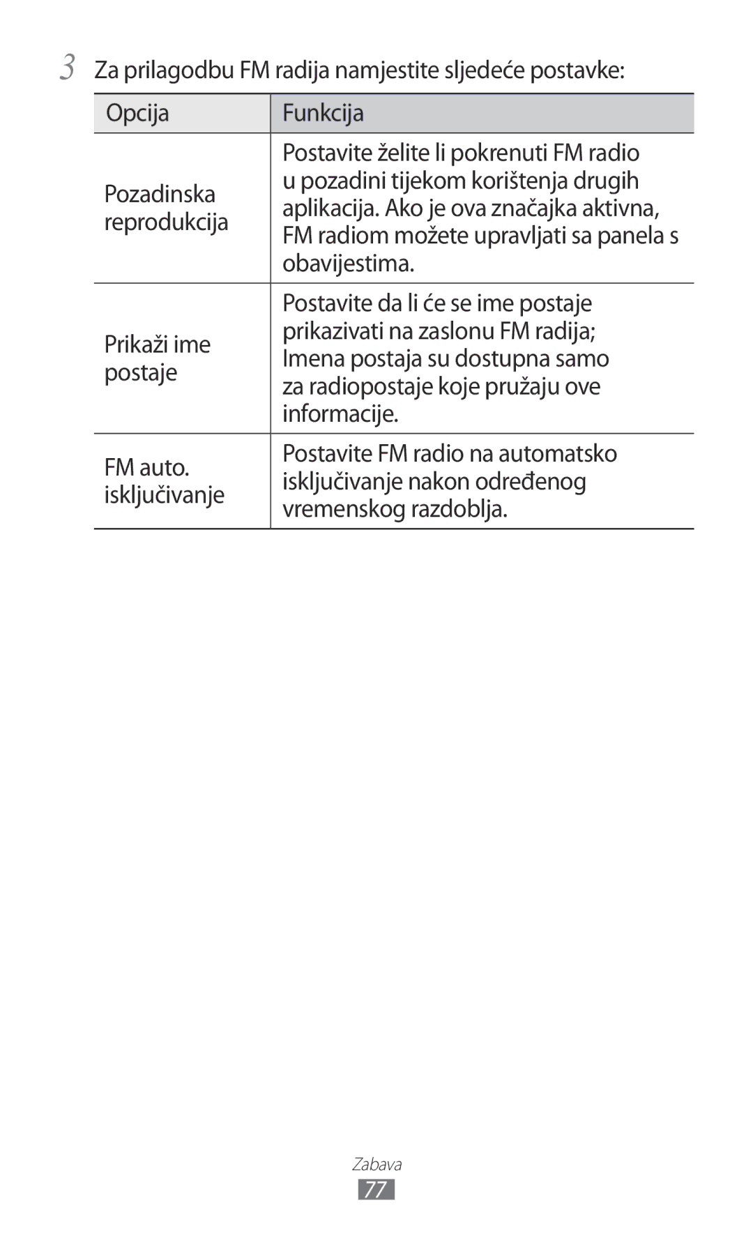 Samsung GT-S7500ABATWO, GT2S7500ABAVIP, GT-S7500CWATWO manual Reprodukcija, Obavijestima, Postavite da li će se ime postaje 