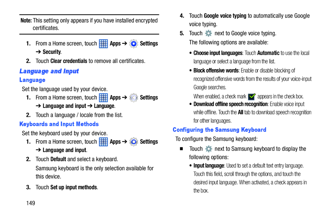 Samsung 8 0 Brown Black, GTN5110NKYXAR Language and Input, Language and input Language, Keyboards and Input Methods 