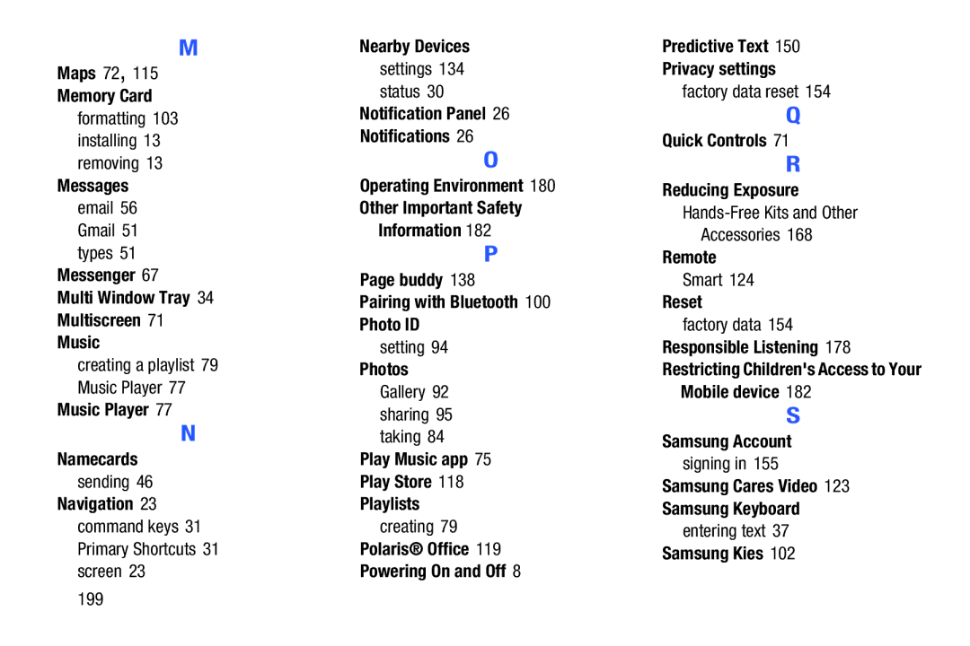 Samsung GTN5110NKYXAR Maps 72 Nearby Devices, Predictive Text Privacy settings, Music Player Namecards, Remote, Reset 