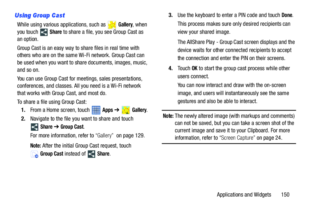 Samsung 10 1 Deep Gray, GTN8013EAVXAR, GT-N8013EAVXAR Using Group Cast, Share Group Cast, Group Cast instead of Share 