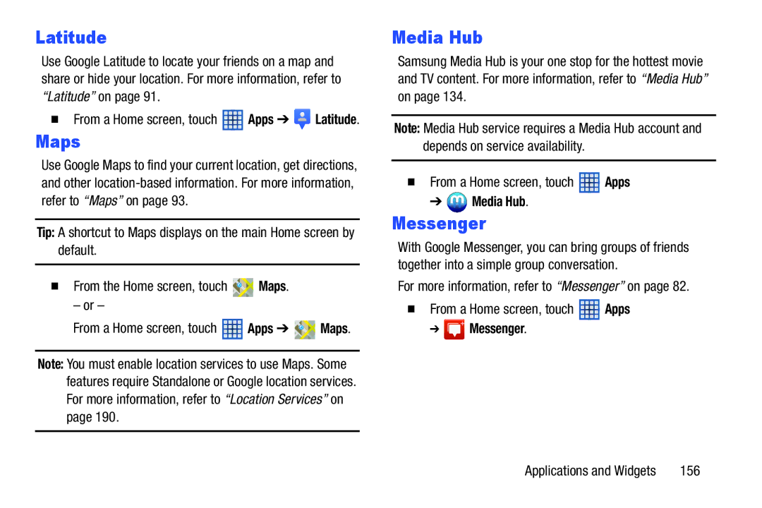 Samsung GT-N8013EAVXAR, GTN8013EAVXAR, 10 1 White, 10 1 Deep Gray user manual 156,  From a Home screen, touch Apps Latitude 