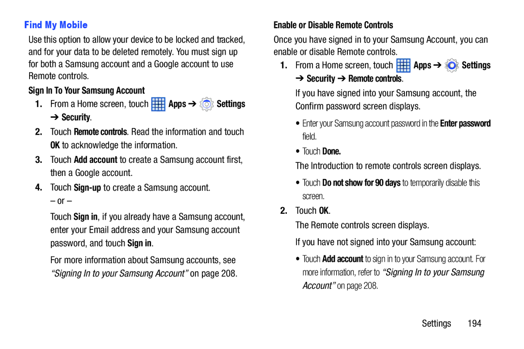 Samsung 10 1 Deep Gray, GTN8013EAVXAR Find My Mobile, Sign In To Your Samsung Account, Enable or Disable Remote Controls 