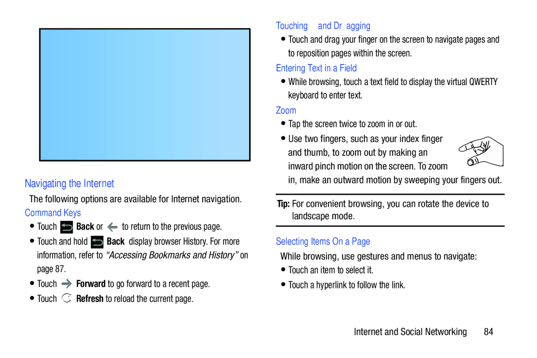 Samsung GT-N8013EAVXAR, GTN8013EAVXAR, 10 1 White, 10 1 Deep Gray user manual Navigating the Internet 