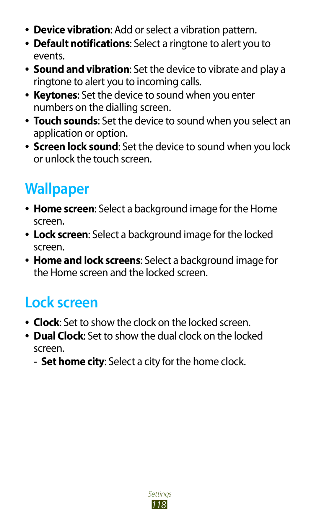 Samsung GTP5100TSATTT user manual Wallpaper, Lock screen 