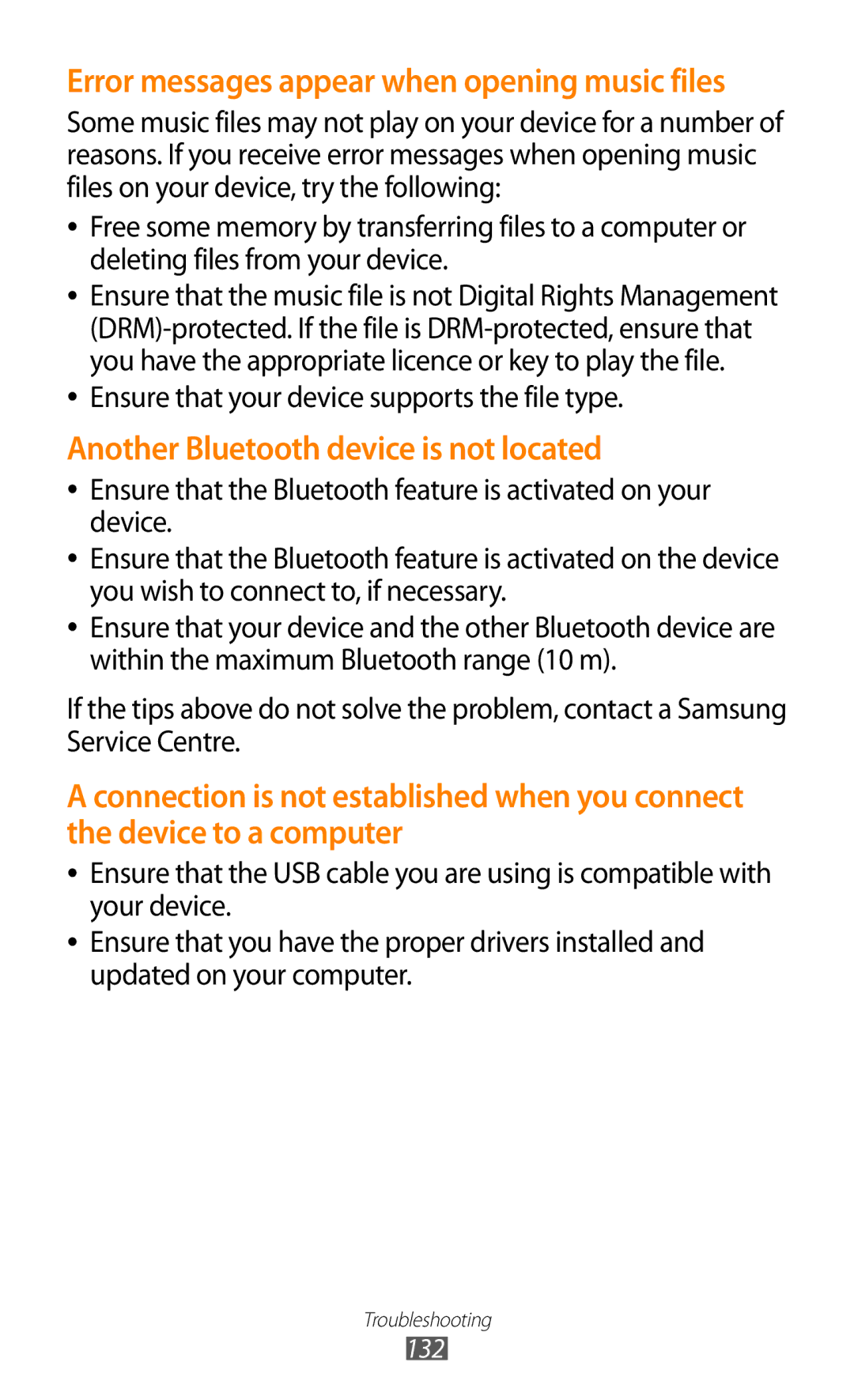 Samsung GTP5100TSATTT user manual Another Bluetooth device is not located 