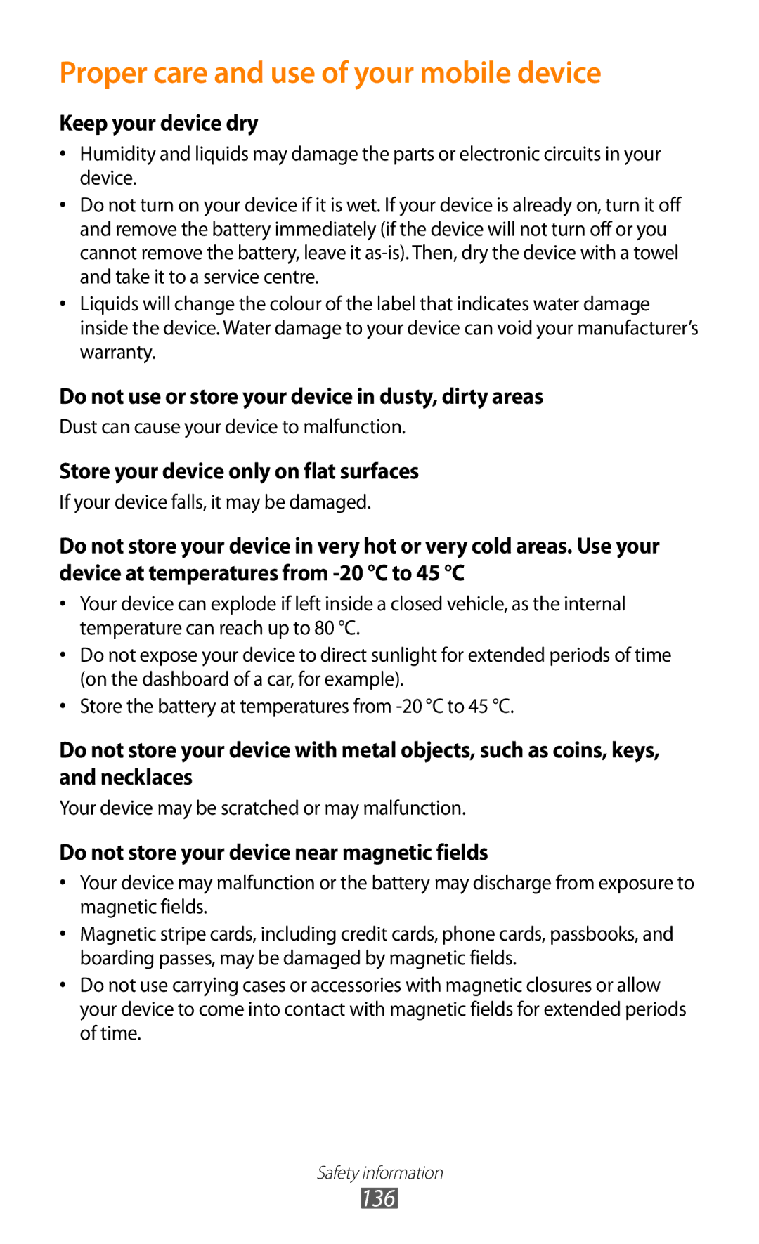 Samsung GTP5100TSATTT user manual Proper care and use of your mobile device 