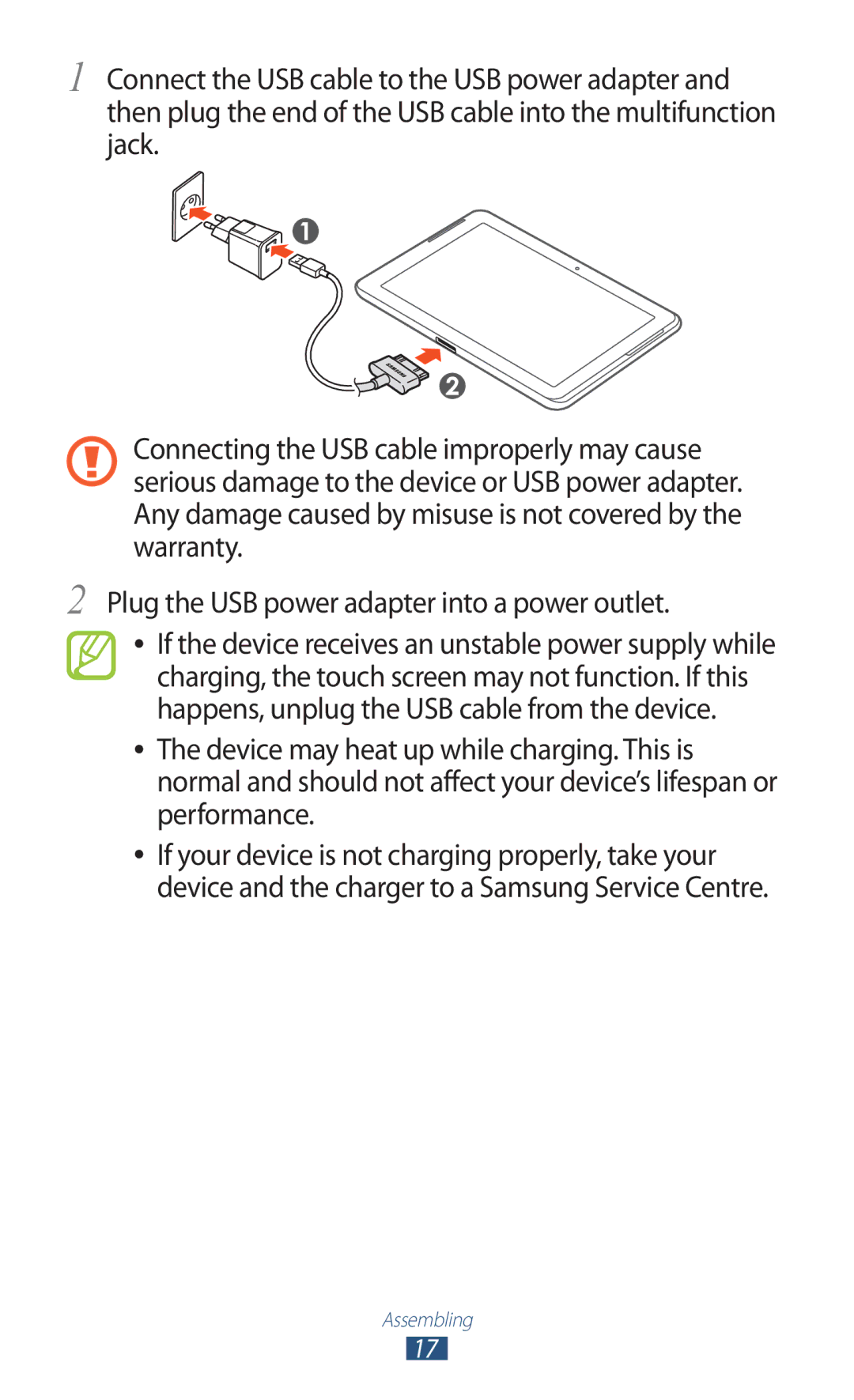 Samsung GTP5100TSATTT user manual Assembling 