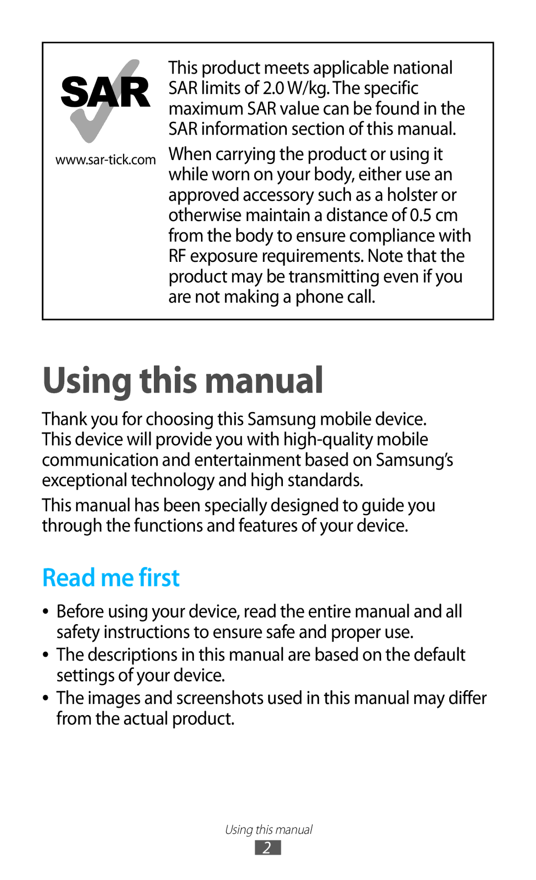 Samsung GTP5100TSATTT user manual Read me first 