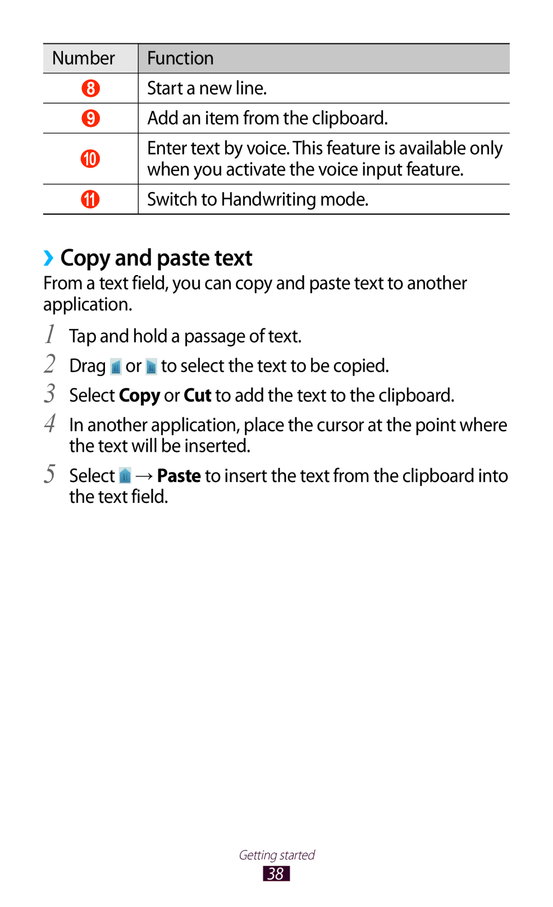 Samsung GTP5100TSATTT ››Copy and paste text, When you activate the voice input feature, Switch to Handwriting mode 