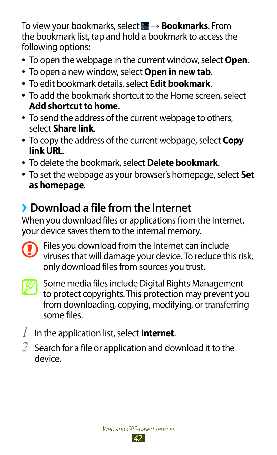 Samsung GTP5100TSATTT user manual ››Download a file from the Internet 