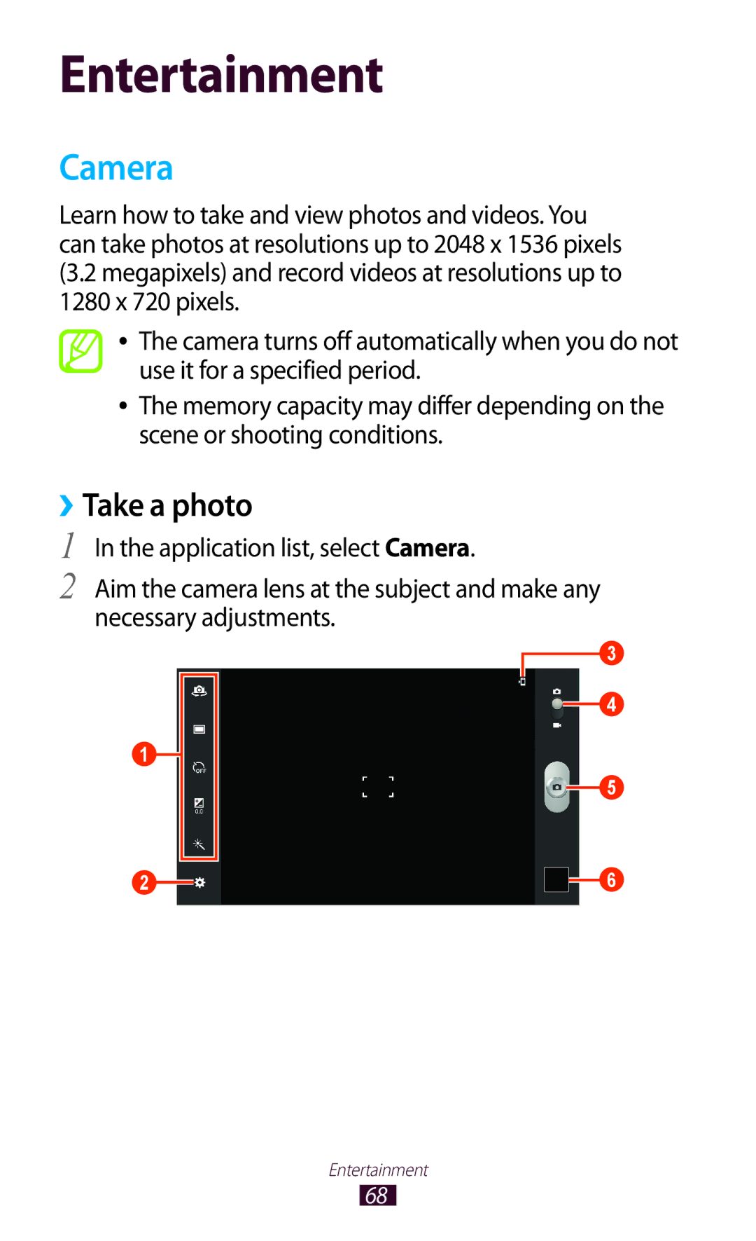 Samsung GTP5100TSATTT user manual Camera, ››Take a photo 