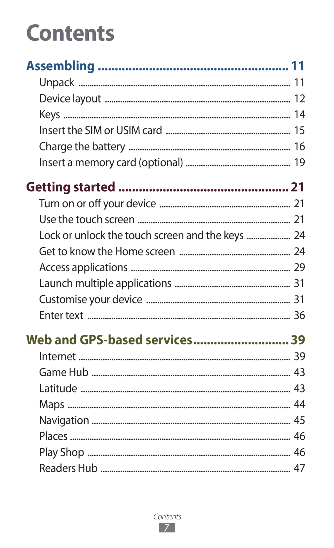 Samsung GTP5100TSATTT user manual Contents 