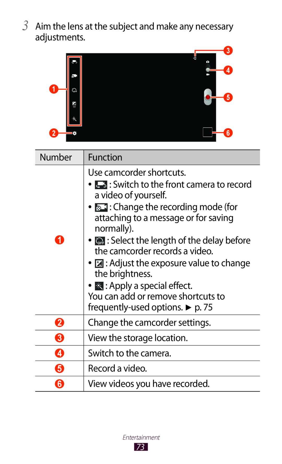 Samsung GTP5100TSATTT Video of yourself, Attaching to a message or for saving, Normally, Camcorder records a video 